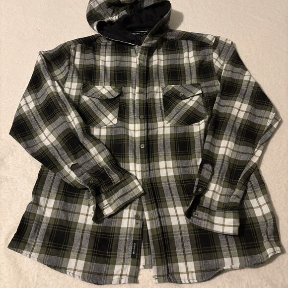 Molokai Surf Company Flannel Hoodie XXL 2XL Black Green - Picture 1 of 8